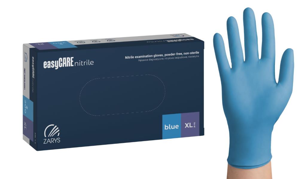 Rękawice nitrylowe easyCARE niebieski PF  - XL (200 szt.)