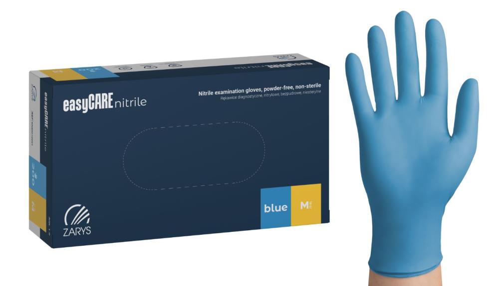 Rękawice nitrylowe easyCARE niebieski PF  - M (200 szt.)