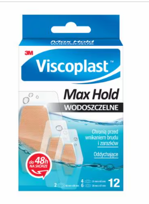 Zestaw plastrów MAX HOLD, wodoszczelne, transparantne, 3 rozm. 12 szt