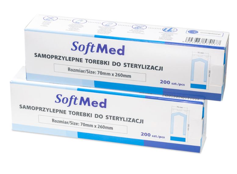 Torebki do sterylizacji, samoprzylepne SoftMed 90 x 230 mm (200 szt.)