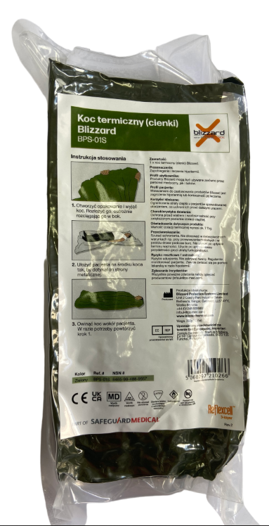Koc ratunkowy 3-warstwowy Blizzard Trauma, zielony 1szt. 