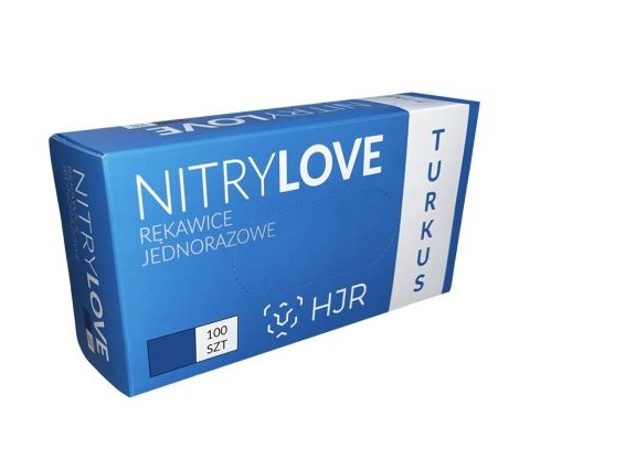 Rękawice nitrylowe bezpudrowe HJR turkus 100szt., roz.XL
