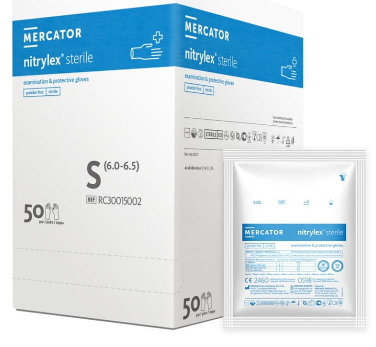 Nitrylex Sterile Rękawice nitrylowe jałowe PF, rozm. S, op. 1 para