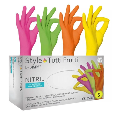 Tutti Frutti Rękawiczki jednorazowe nitrylowe kolorowe 96 szt. - S