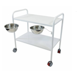 Stolik zabiegowy z miskami metalowymi