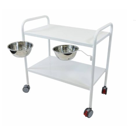 Stolik zabiegowy z miskami metalowymi