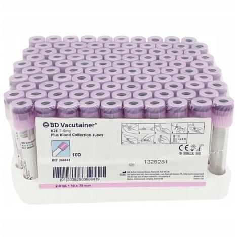 Probówki do morfologii (hematologii) z K2EDTA 2ml BD VACUTAINER 13 x 75mm, 100 szt 