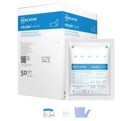 MERCATOR nitrylex sterile, rękawice diagnostyczne, jałowe, nitrylowe, bezpudrowe, kolor niebieski -L