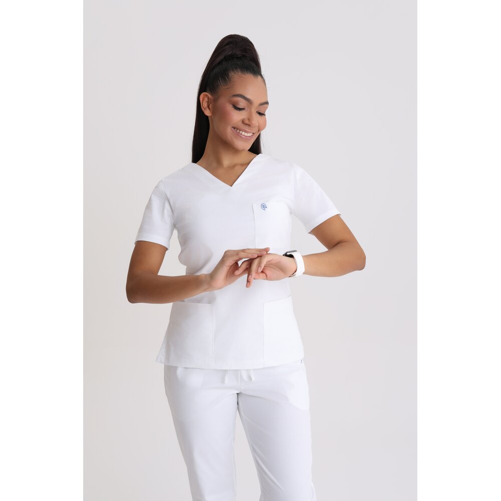 Bluza medyczna damska wiązana Optic White M