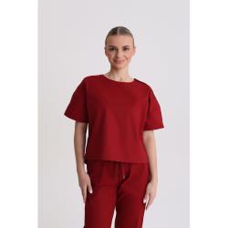 Bluza medyczna damska oversize Red Wine M