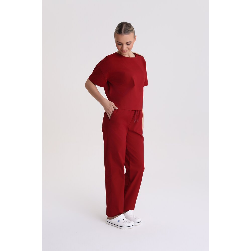 Bluza medyczna damska oversize Red Wine L