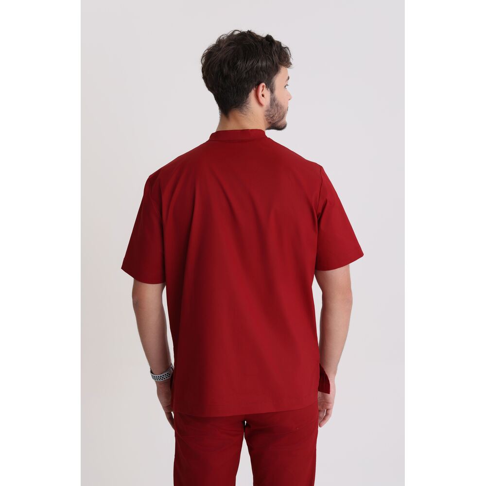 Bluza medyczna męska ze stójką Red Wine L