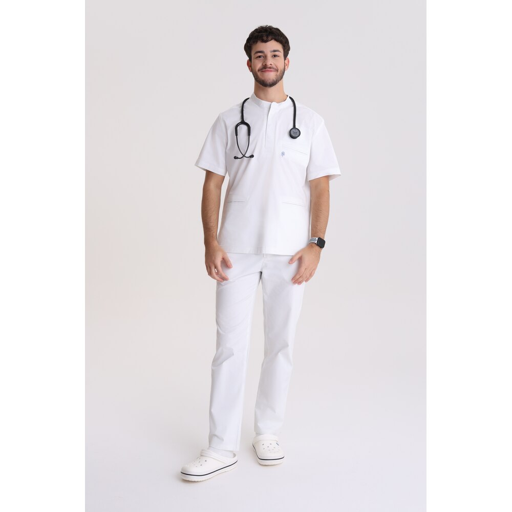 Bluza medyczna męska ze stójką Optic White M