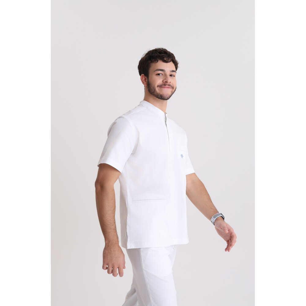 Bluza medyczna męska ze stójką Optic White L