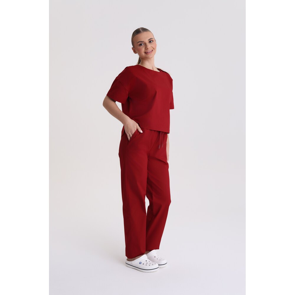 Spodnie medyczne damskie stright-leg Red Wine XL