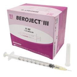 Strzykawka insulinowa Beroject III 1 ml U-40 G30 (0,3x80), op. 100 szt 
