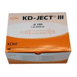 Strzykawki insulinowe KD-JECT III 1 ml U-100 G30 (0,3x12,7) igła wtopiona, 100 szt 