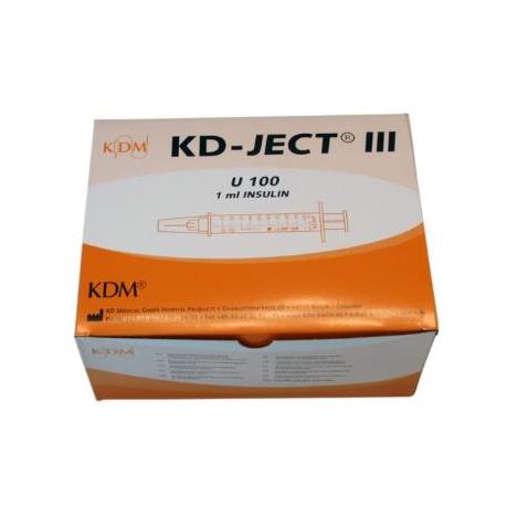 Strzykawki insulinowe KD-JECT III 1 ml U-100 G30 (0,3x12,7) igła wtopiona, 100 szt 