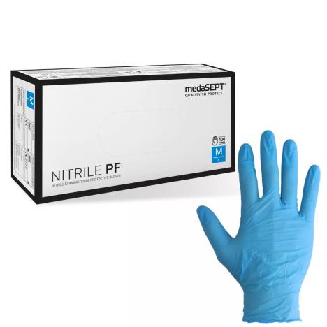 Rękawice nitrylowe MEDASEPT niebieski PF  - M (100 szt.)