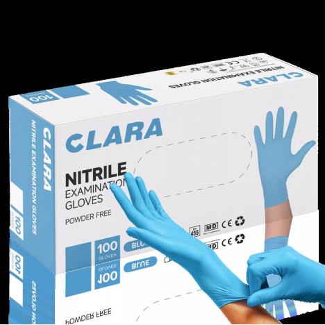Rękawice nitrylowe bezpudrowe CLARA turkus/niebieski 100szt., roz. L