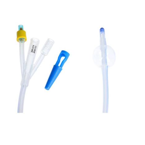 Cewnik Foley trójdrożny z plastikową zastawką, 100% silikon CH20, balon 30ml, op. 10 szt