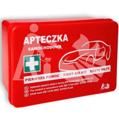 Apteczka samochodowa w plastikowym pojemniku DIN 13164 SUPER PLUS