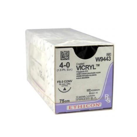 Szew chirurgiczny VICRYL 4/0, 70 CM, fioletowy, 3/8 koła, igła konwen., op. 36 szt 