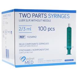 Strzykawka dwuczęściowa POLNET MED 5/6 ml luer, op. 100 szt