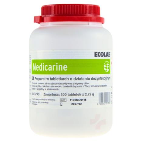 Medicarine dezynfekcja powierzchni w postaci tabletek - aktywny chlor, 300 TABL. X 2,75G 