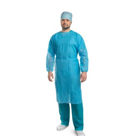 previoMedical - Fartuch zabiegowy, gumki, włóknina, niejałowy niebieski L-10szt