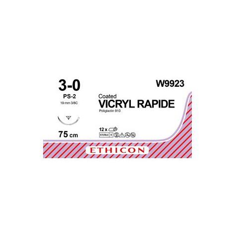 VICRYL RAPIDE 3/0; igła odwrotnie tnąca 19mm - 3/8 koła ; dł. 75cm bezbarwny, op. 12 szt 