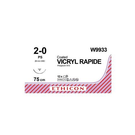 VICRYL RAPIDE 2/0; igła odwrotnie tnąca 26mm - 3/8 koła ; dł. 75cm bezbarwny, op. 12 szt