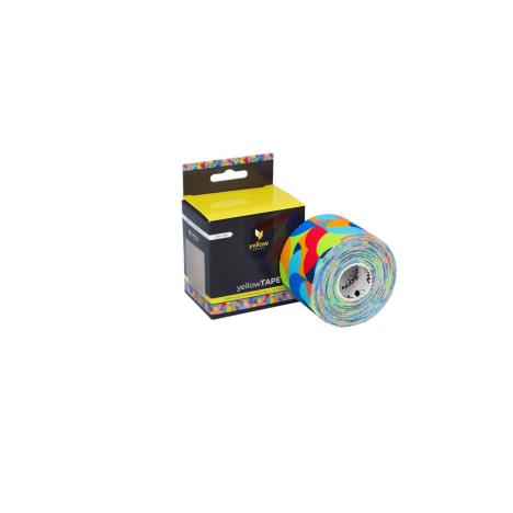 yellowTAPE - Taśma do kinesiotapingu, 5cm x 5m, tęczowy abstrakt