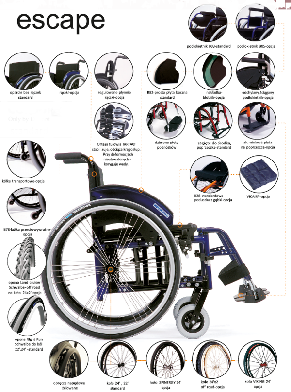 Wózek inwalidzki - ESCAPE L - dla młodych dynamicznych osób 