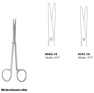 Nożyczki Metzenbaum preparacyjne proste - 18 cm 