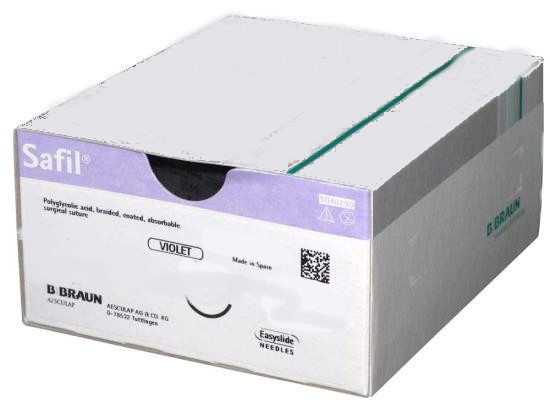 Szwy chirurgiczne - Safil®1/2 koła 0 HR40s 90 cm-fioletowy-wchłanialne -36 szt.
