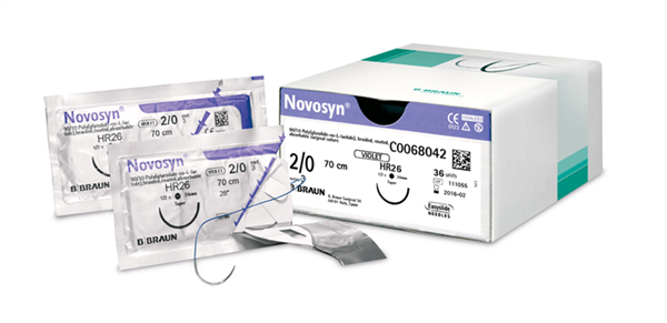 Szwy chirurgiczne -Novosyn® 1/2 koła 0 HR26 70 cm-fioletowy-wchłanialne -36 szt.